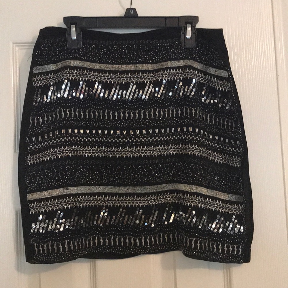 Black beaded pencil skirt